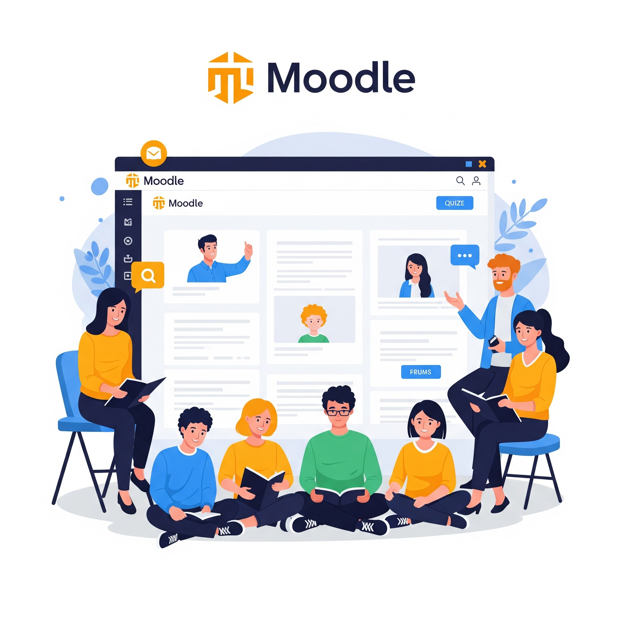 Amigos compartiendo experiencias en la plataforma Moodle